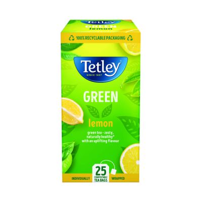 TETLEY GREEN TEA W/LEMON TEABAG PK25