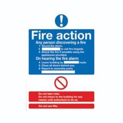 SAFETY SIGN FIRE ACTION WORDS A4 PV
